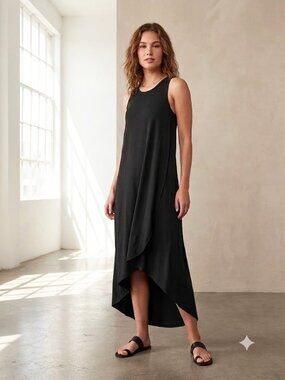 Athleta Black Presidio High Low Midi Dress